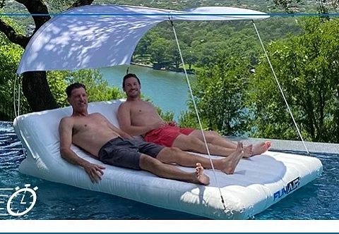 Надувной плавучий шезлонг с тентом 
