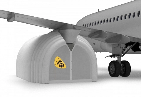 Пневмокаркасный ангар для ремонта двигателя самолета