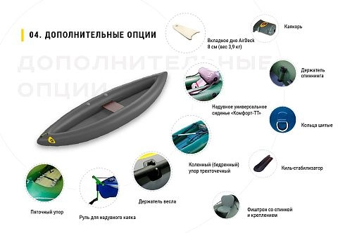«ЩУКАРЬ ЛАЙТ-310» - одноместный сверхлегкий надувной паккаяк (пакрафт) из ТПУ