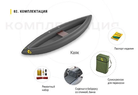 «ЩУКАРЬ ЛАЙТ-310» - одноместный сверхлегкий надувной паккаяк (пакрафт) из ТПУ