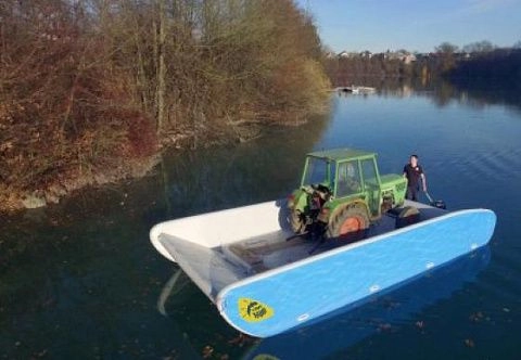 Мобильный надувной паром (плавучий док) из AirDeck Drop Stitch для переправы автомобиля, техники через водоёмы