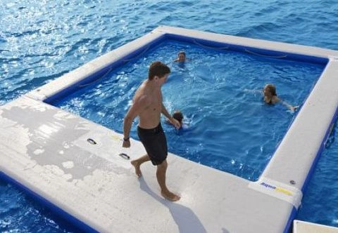 Надувной плавучий бассейн с защитной сеткой от медуз, акул для яхты, открытой воды