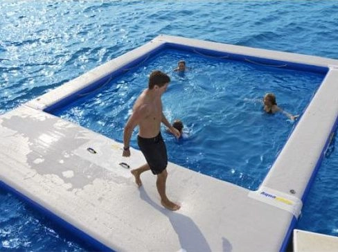 Надувной плавучий бассейн с защитной сеткой от медуз, акул для яхты, открытой воды