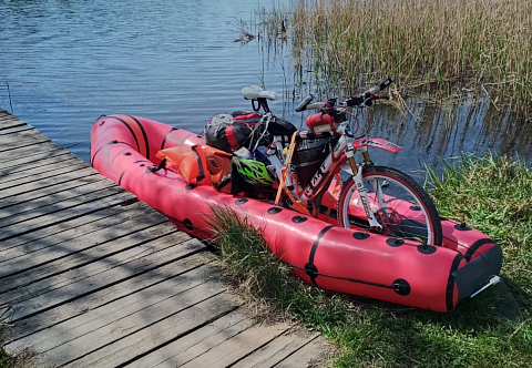 &quot;ВЕЛОПАК&quot; - специальная легкая надувная байдарка, быстроходный пакрафт из ТПУ для велопакрафтинга