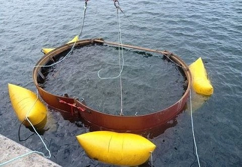 Мягкие надувные понтоны для разгрузки дюкера