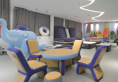 Надувной бескаркасный круглый стол из AirDeck Drop Stitch