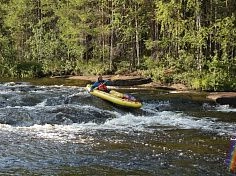 Фотография "ВАРВАР-480" - семейный надувной каяк (байдарка) из ПВХ с надувным дном с самоотливом (двух-трехместный) из ткань ПВХ (PVC) ТаймТриал