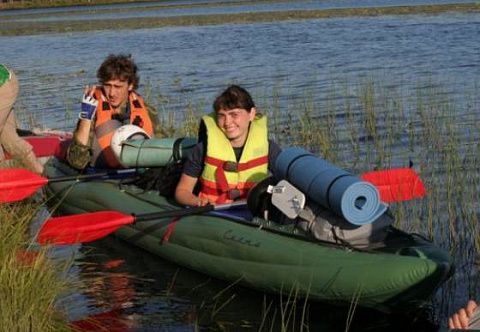 "СМЕНА-2" - надувная туристическая байдарка (два места) из ПВХ с надувным дном "СМЕНА-2" - надувная туристическая байдарка (два места) из ПВХ с надувным дном