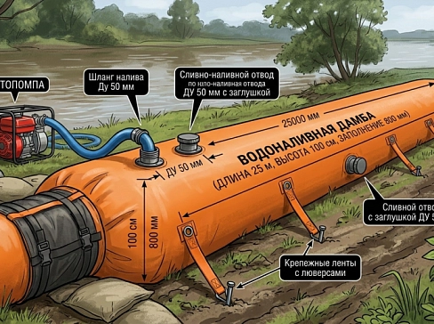 Мобильные водоналивные рукавные противопаводковые дамбы ВРД от наводнений, потопов