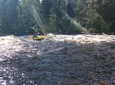 Фотография "ВАРВАР-480" - семейный надувной каяк (байдарка) из ПВХ с надувным дном с самоотливом (двух-трехместный) из ткань ПВХ (PVC) ТаймТриал