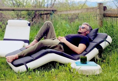 Одноместный надувной бескаркасный шезлонг, лежак для платформы, бассейна, пляжа