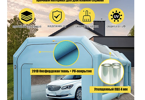 Надувная пневмокаркасная палатка для покраски, ремонта, обслуживания автомобиля с герметичный каркасом