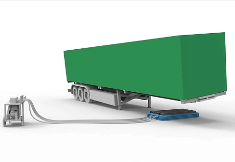 Надувное подъемное устройство (домкрат) для сломанных стоек прицепа